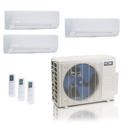 27,000 BTU ACiQ Standard 25 SEER2 3 Zone Wall Mount Mini Split Heat Pump System - R454B | 230V