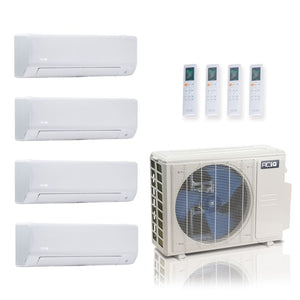 27,000 BTU ACiQ Standard 25 SEER2 4 Zone Wall Mount Mini Split Heat Pump System - R454B | 230V