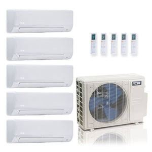 36,000 BTU ACiQ Standard 24 SEER2 5 Zone Wall Mount Mini Split Heat Pump System - R454B | 230V