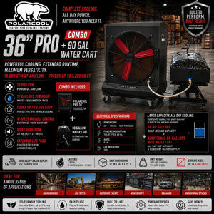 PolarCool Combo - 36" Pro + 90 GAL Water Cart