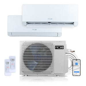 18,000 BTU Dual Zone Mini Split AC/Heat Pump – ACiQ Essentials 22.0 SEER2 Wall Mount System | R32 | 230V |
